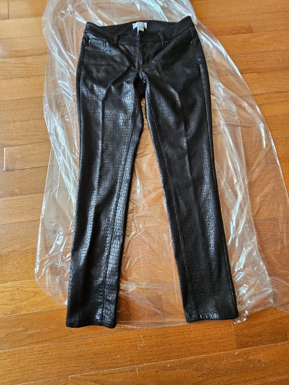 CACHE Black Snakeskin Coated Pants